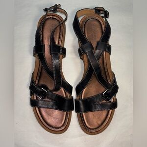 Naturalizer Women's Size 9N Black Leather Strappy Wedge Sandals Excellent Cond.